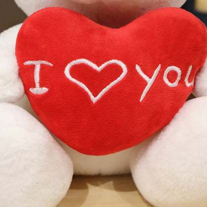 28CM Teddy Bear Plush Toy Holding Heart I Love You