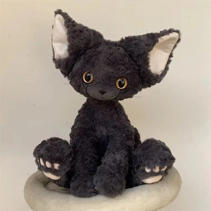 Cute Black Cat Plush Toy - Soft Throw Pillow & Long Hair Doll for Kids