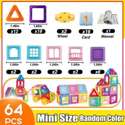 64-184Pcs Kids Magnetic Building Blocks