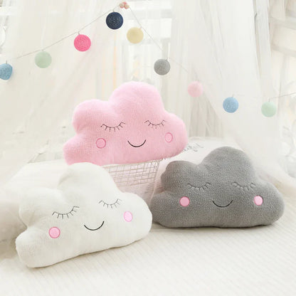 Soft Plush Cloud & Star Raindrop Pillow - Cozy Kids' Room Decor