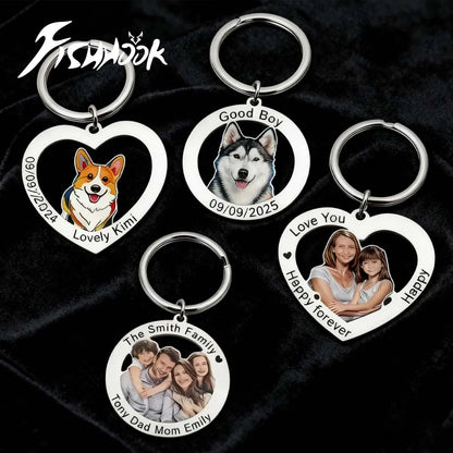Personalized Photo Keychain for Family Couples and Pets