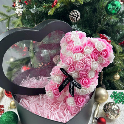 Rose Flower Teddy Bear 25cm Romantic Gift with Box