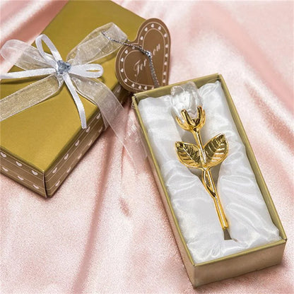 Crystal Glass Rose Figurine for Home and Gift Decor
