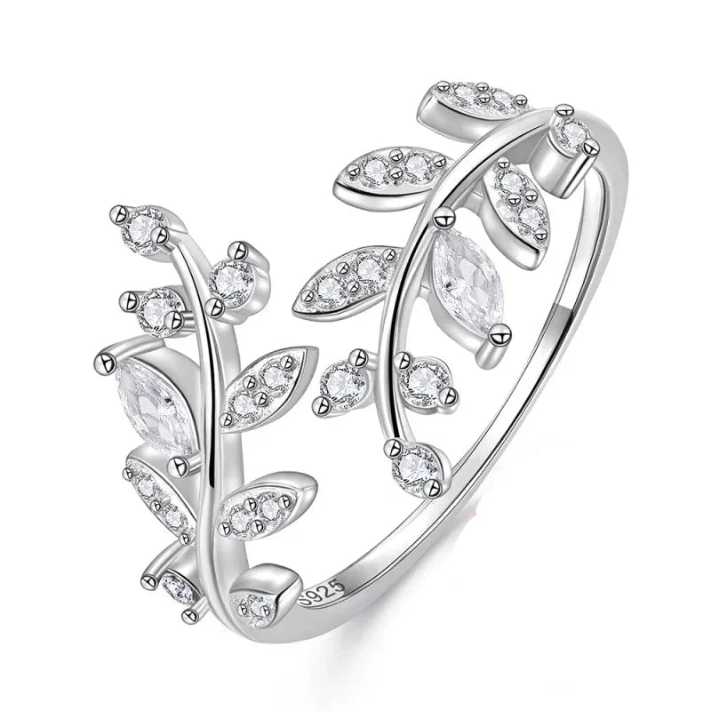 Delicate Adjustable 925 Sterling Silver Ring with Cubic Zirconia