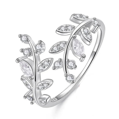 Delicate Adjustable 925 Sterling Silver Ring with Cubic Zirconia