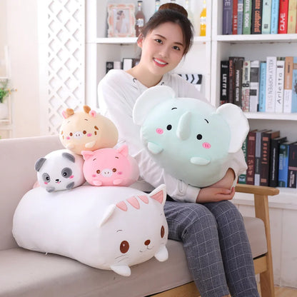 Huge Plush Animal Pillows - Adorable Cat, Piggy & Hamster Cushions