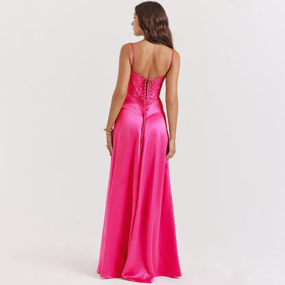 Satin Back Tie-Up Maxi Dress