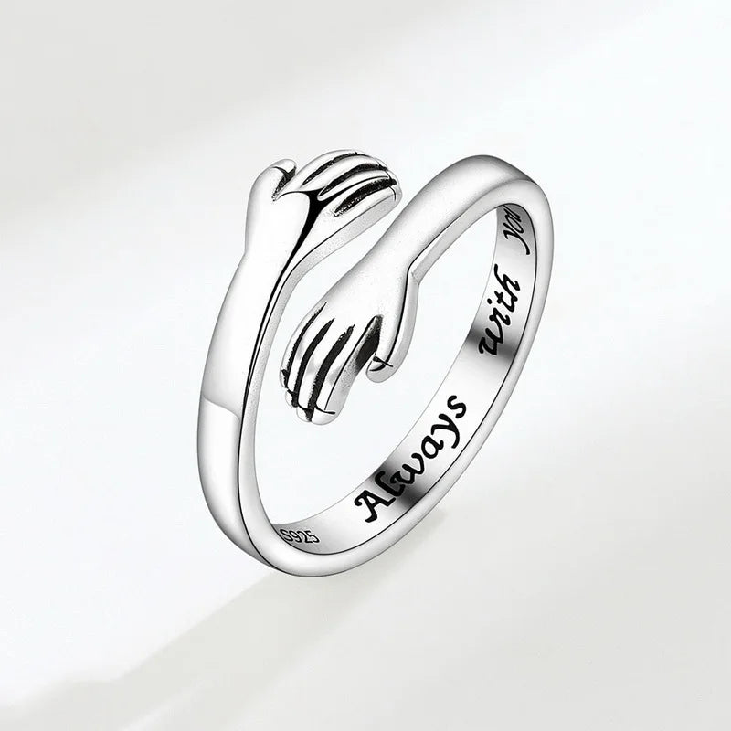 Heart Hand Hug Adjustable Ring for Couples