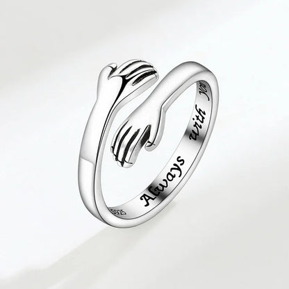 Heart Hand Hug Adjustable Ring for Couples