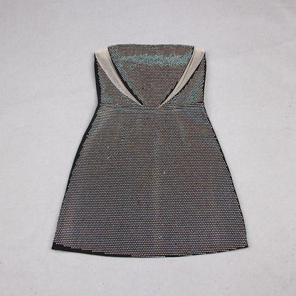 Black Mesh Strapless Mini Dress