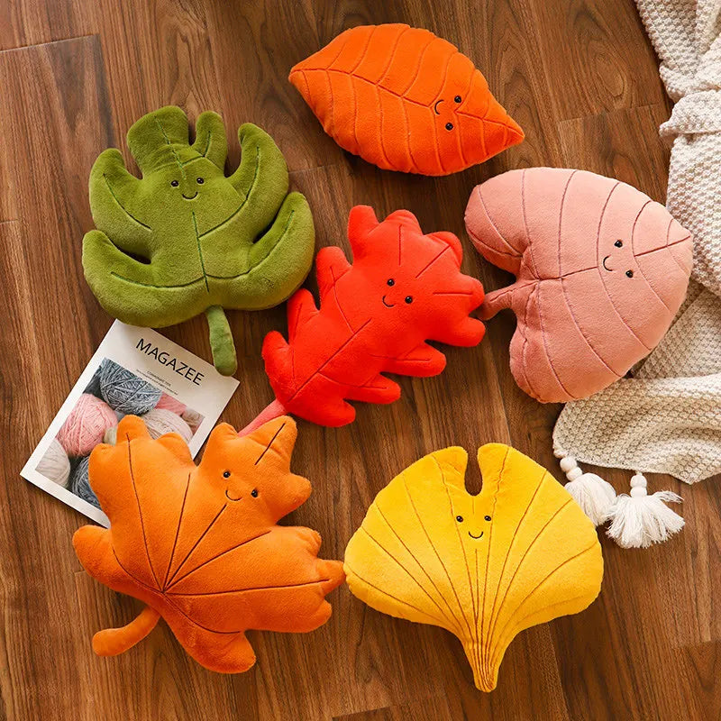 Soft Leaf Plush Pillow Decorative Cushion
