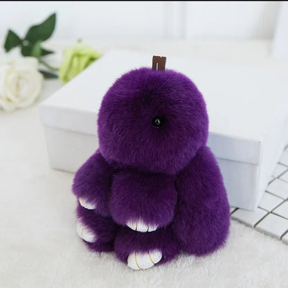 Cute Fluffy Rex Rabbit Fur Keychain