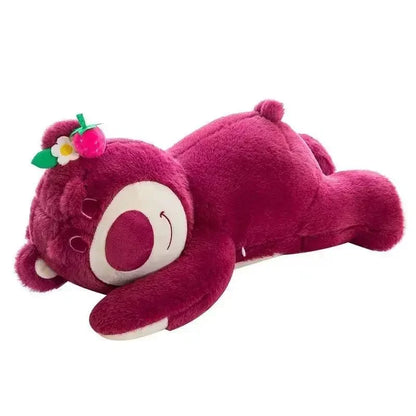 80cm Sleeping Strawberry Bear Plush Pillow