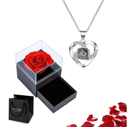 Custom Photo Projection Heart Necklace Gift Set