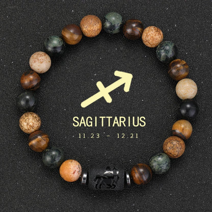 12 Zodiac Natural Stone Beaded Bracelet