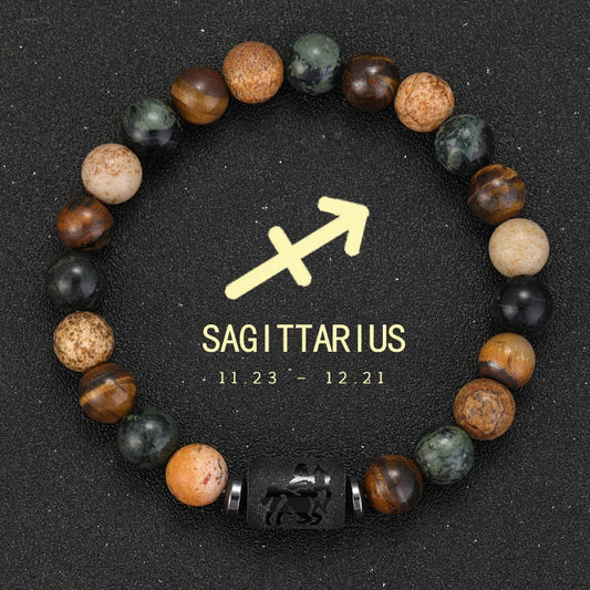 12 Zodiac Natural Stone Beaded Bracelet