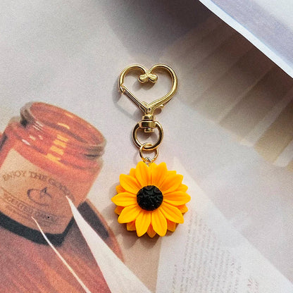 Sunflower Love Heart Keychains