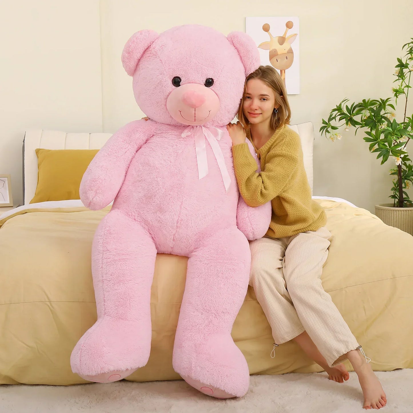 Giant Teddy Bear 5 Feet Pink Plush Life Size Gift