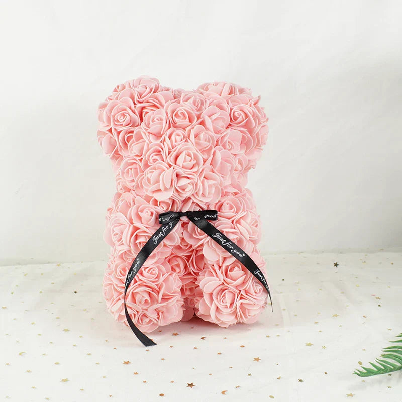 25 cm Rose Teddy Bear Artificial Foam Flower Gift