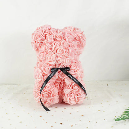 25 cm Rose Teddy Bear Artificial Foam Flower Gift