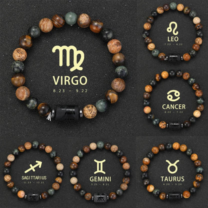 12 Zodiac Natural Stone Beaded Bracelet