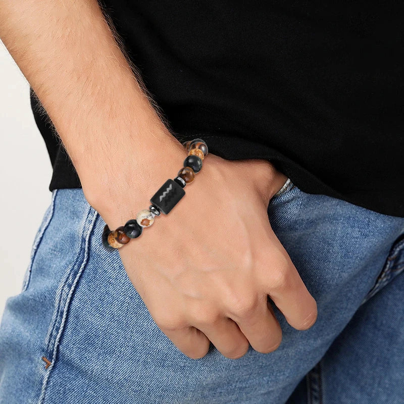 12 Zodiac Natural Stone Beaded Bracelet