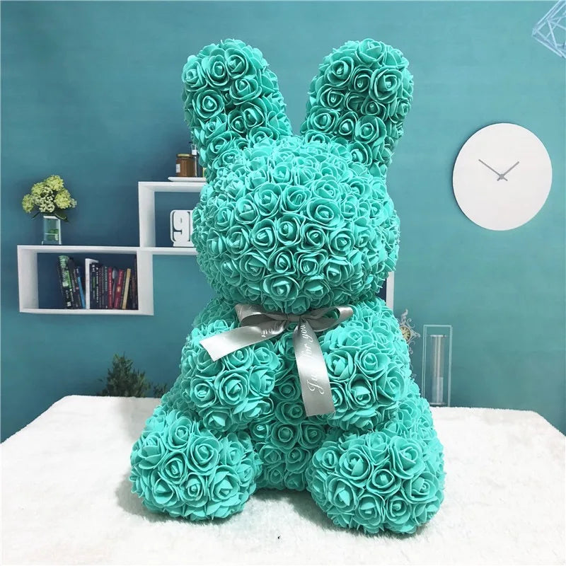 25-40cm Rose Teddy Bear - Handmade Flower Bear Gift for Valentine's Day or Birthday