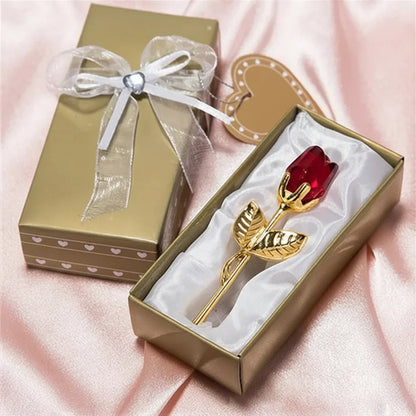 Crystal Glass Rose Figurine for Home and Gift Decor