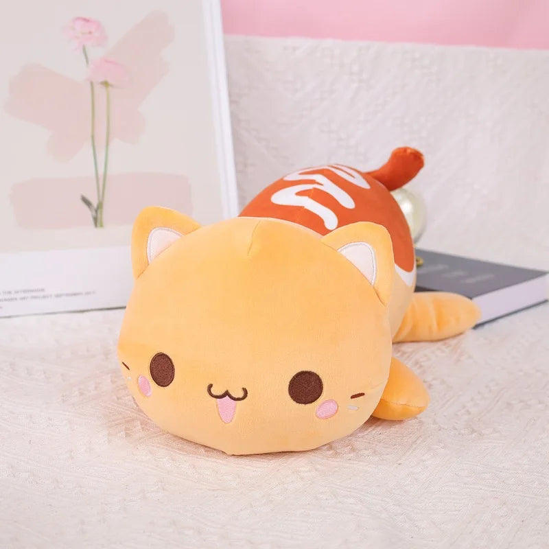 Kawaii Plush Cartoon Cat Doll - Soft, Cuddly Kitten Pillow Toy