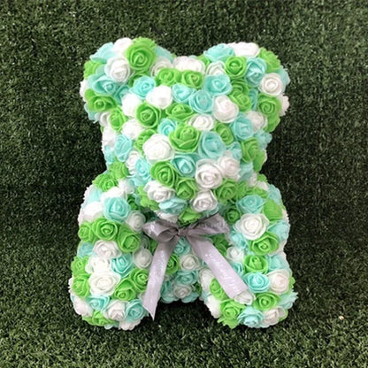 25-40cm Rose Teddy Bear - Handmade Flower Bear Gift for Valentine's Day or Birthday