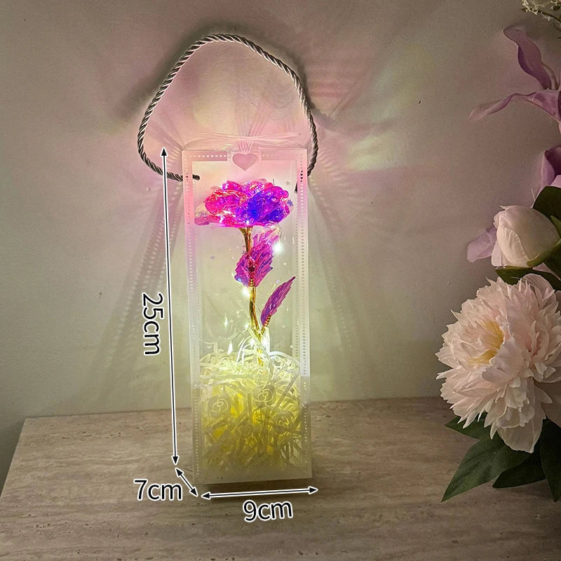 Eternal Rose LED Light with Acrylic Cover Romantic Desktop Flower Decoration
