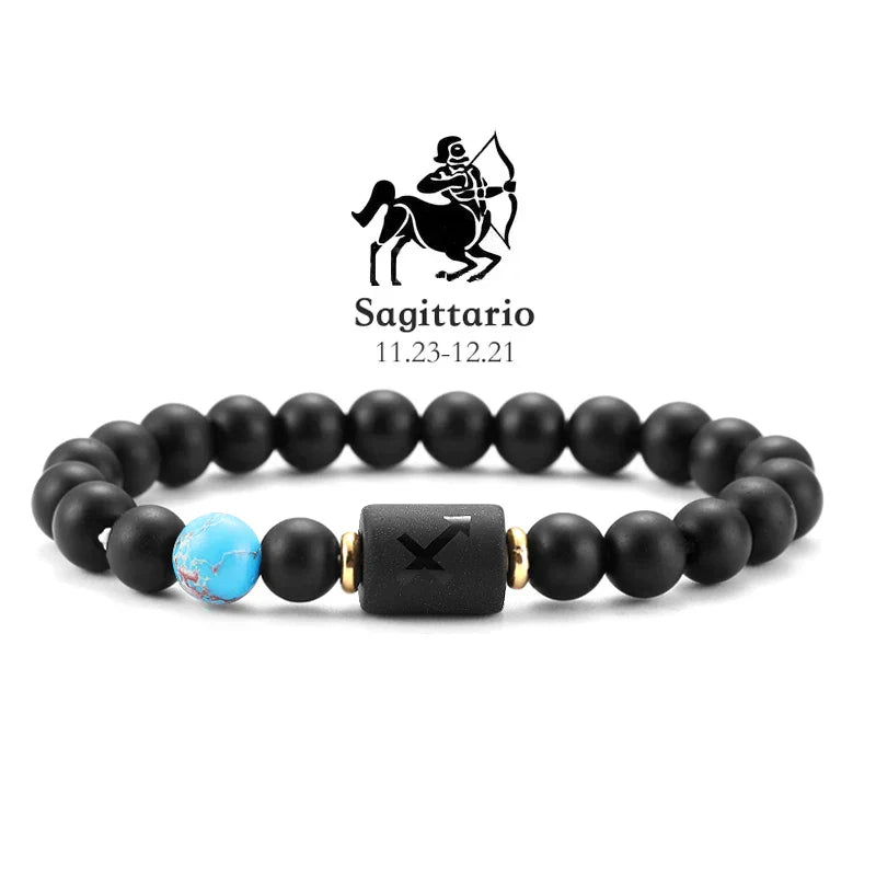 12 Zodiac Natural Stone Beaded Bracelet