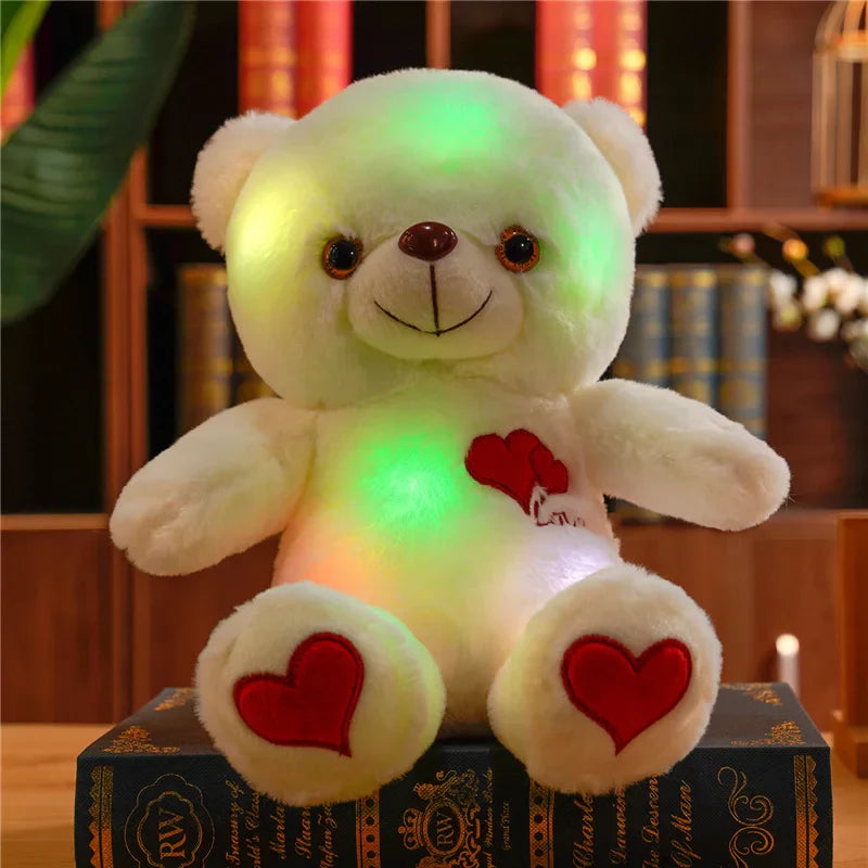 Luminous Plush Bear with Bowtie and Rose Heart 30cm