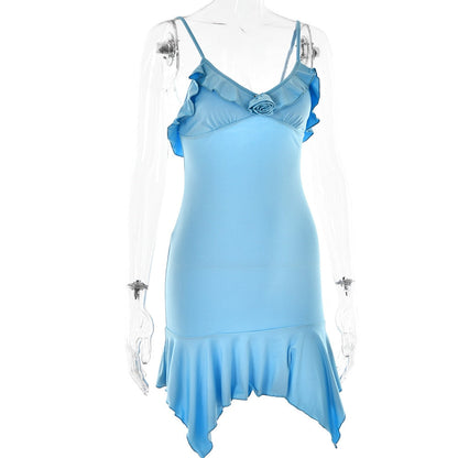 Frill Hem Strappy Mini Dress