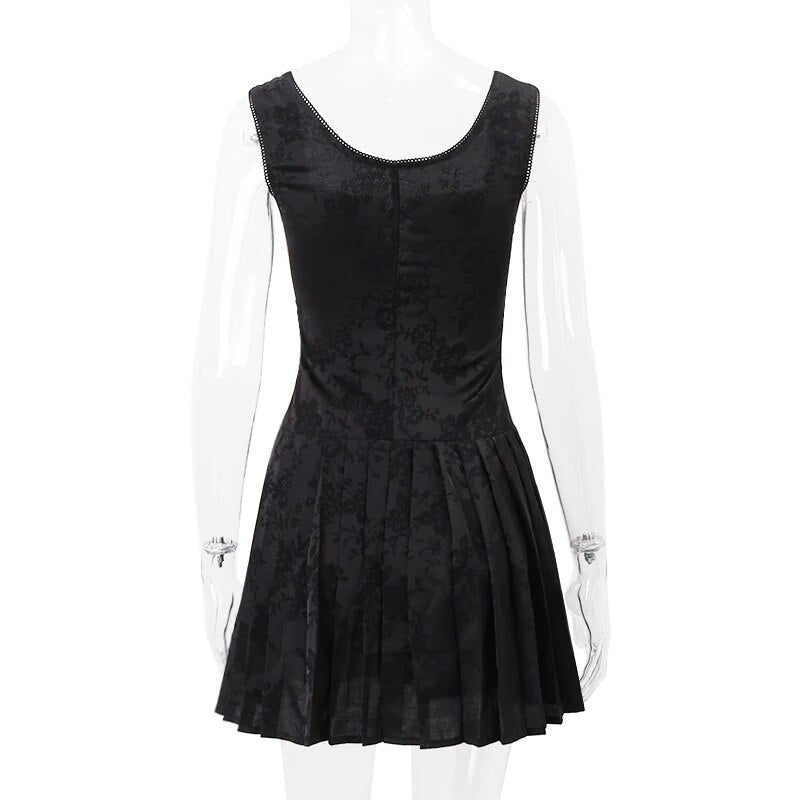 Black Front Lace-Up Mini Dress