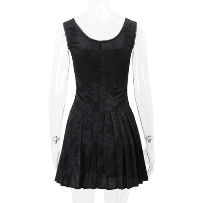 Black Front Lace-Up Mini Dress