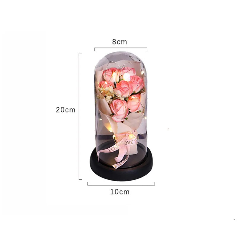 Everlasting LED Rose in Glass Dome - Romantic Gift Decor