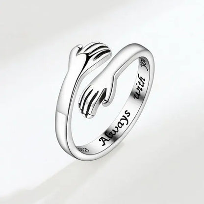 Heart Hand Hug Adjustable Ring for Couples