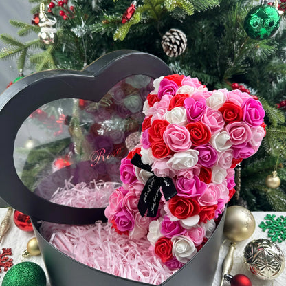 Rose Flower Teddy Bear 25cm Romantic Gift with Box
