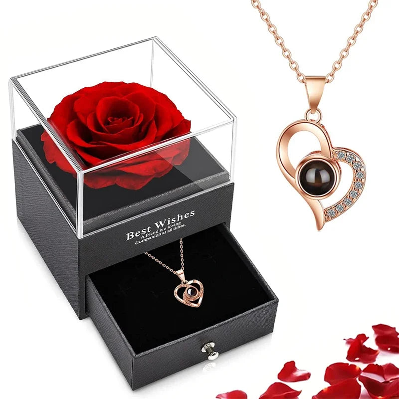 Custom Photo Projection Heart Necklace Gift Set