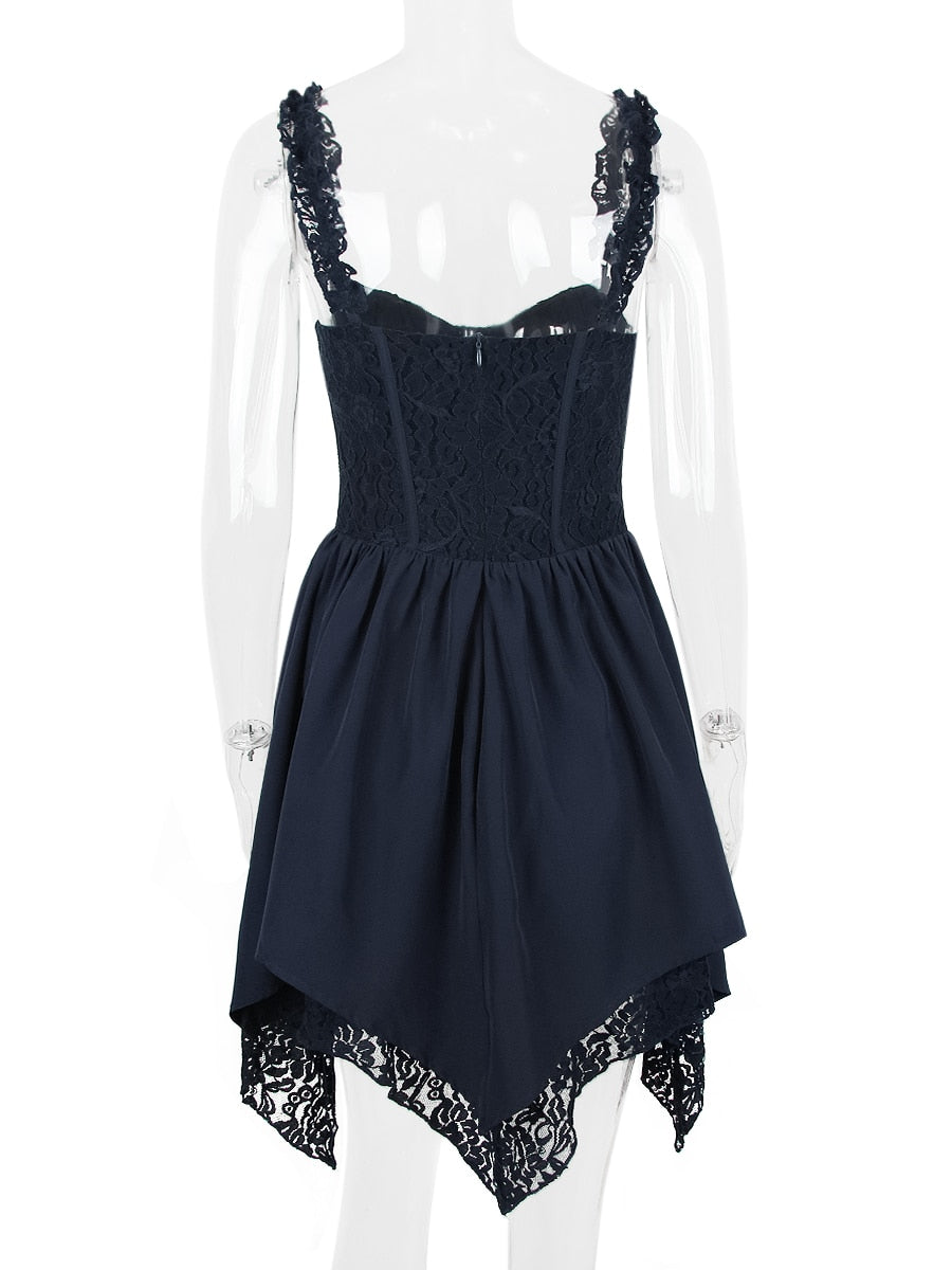 Blue Frill Layered Mini Dress