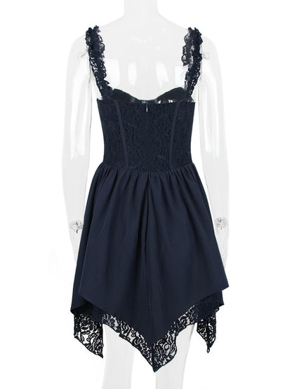 Blue Frill Layered Mini Dress