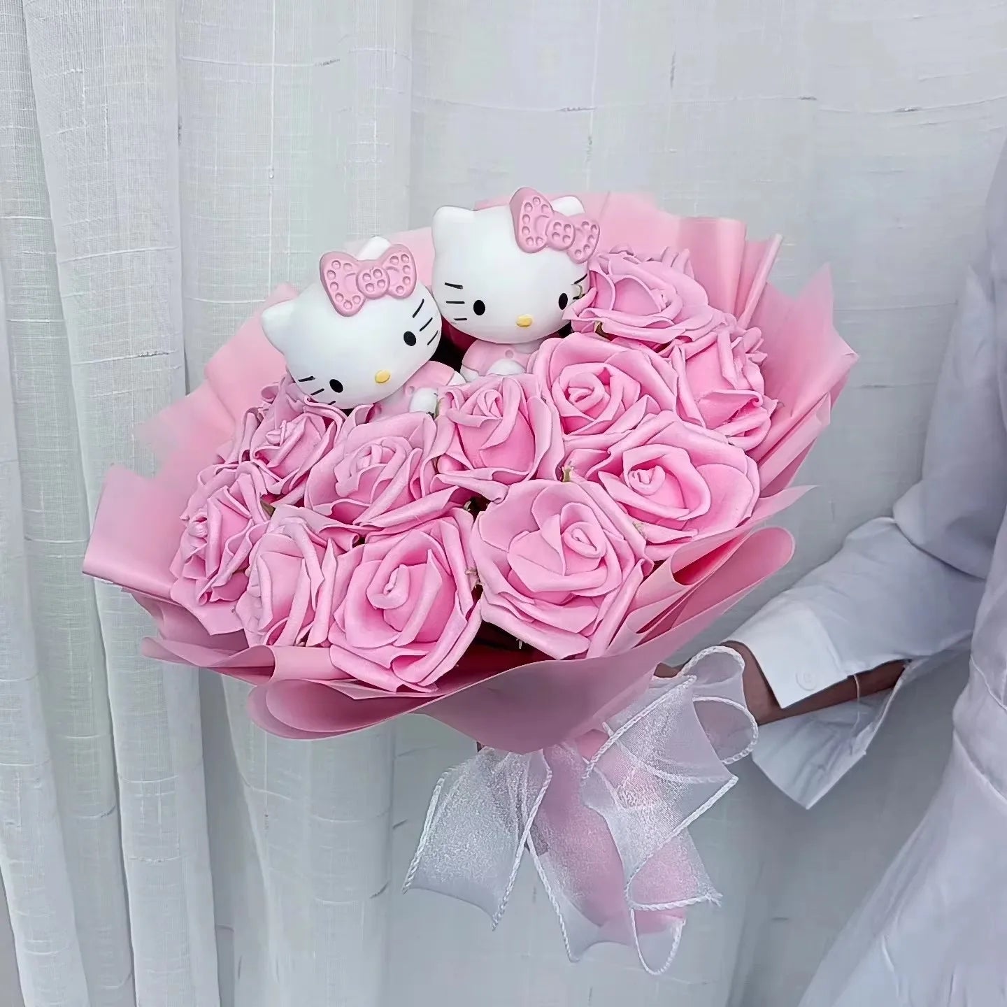Cute Cat Plush Bouquet with Rose