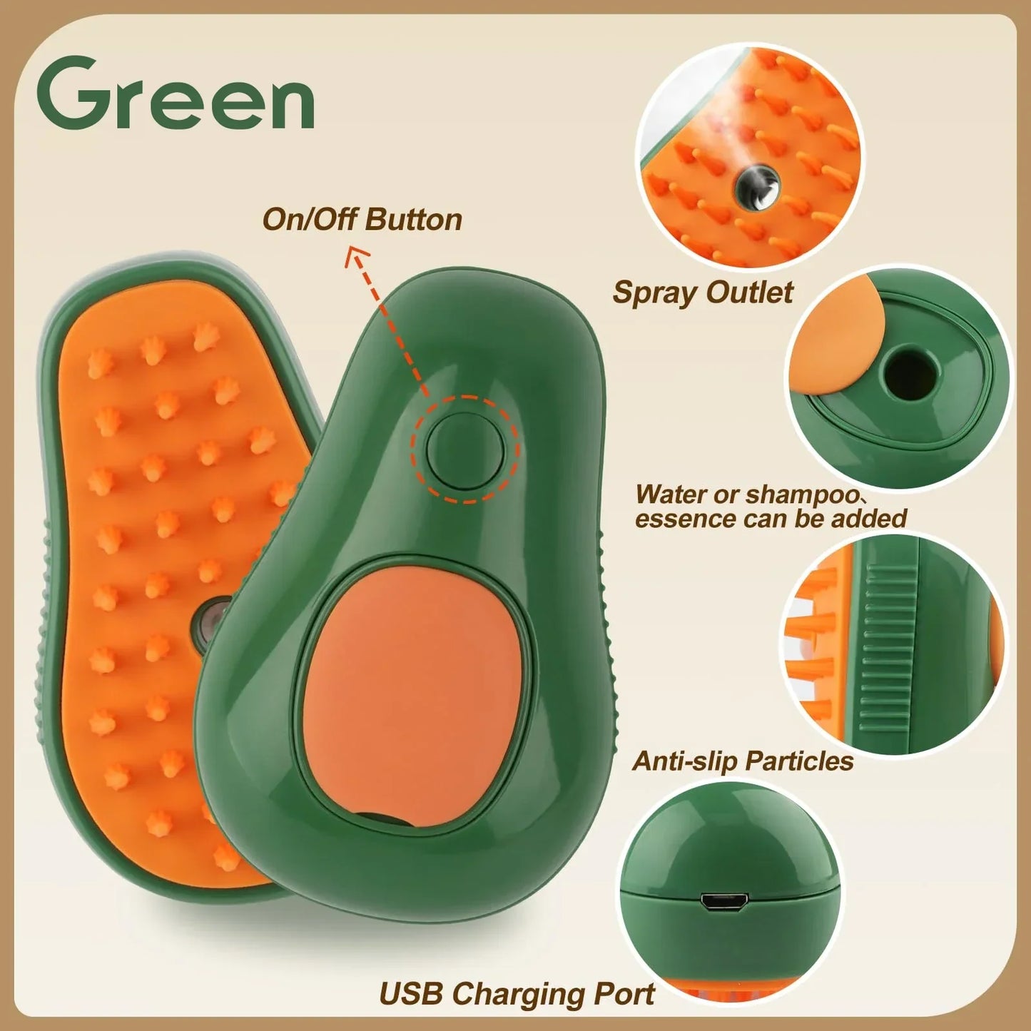 Steamy Pet Brush With Built-In Sprayer