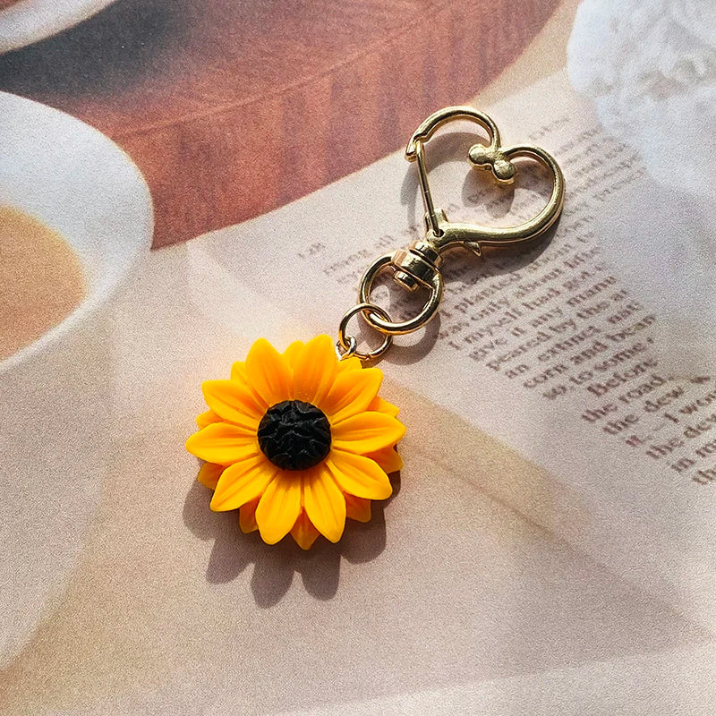Sunflower Love Heart Keychains