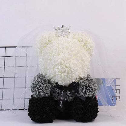 Lighted Rose Flower Teddy Bear 25cm Gift Box Edition