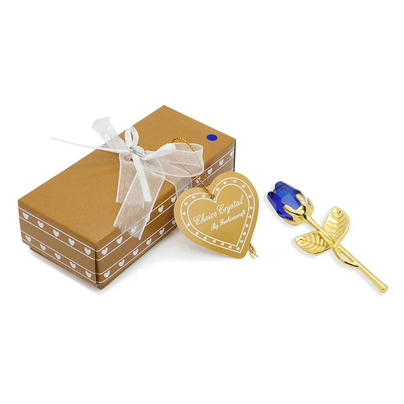 Crystal Rose Gold and Silver Artificial Flower Gift Box