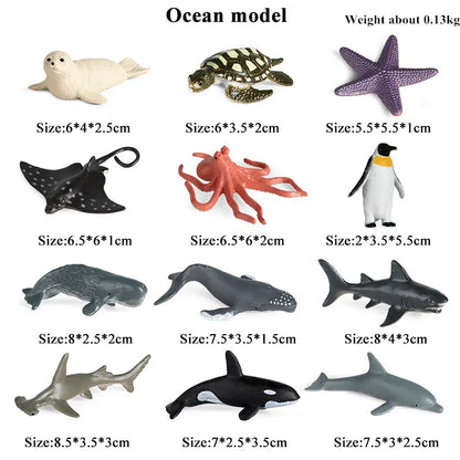 Montessori Miniature Lion Shark Horse Dinosaur Animals Model Set Action Figures