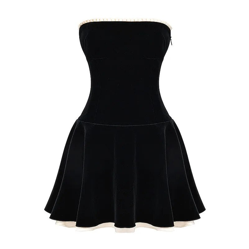 Black Velvet Tube Mini Dress