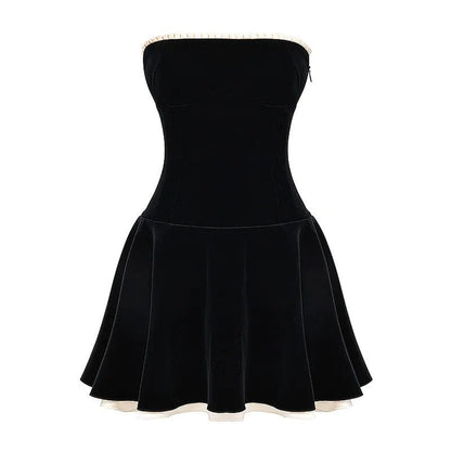 Black Velvet Tube Mini Dress